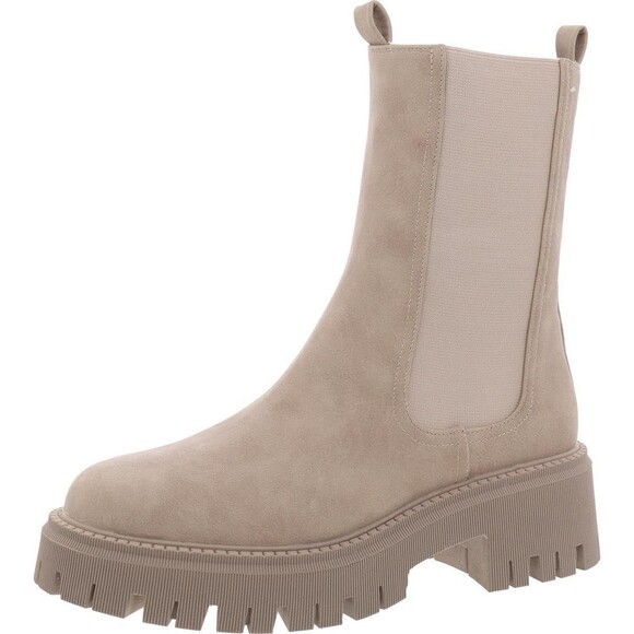 Dolce Vita Garden Chelsea Boot 7 Stone Beige Suede Chelsea Chunky Lug Platform - Picture 4 of 5